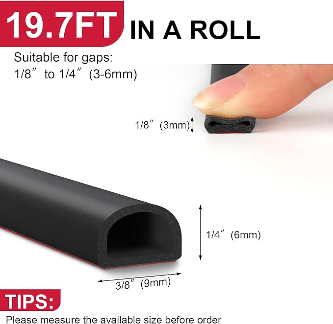 【New Upgrade】 Silicone Door Weather Stripping Door Seal Strip, 19.7 Feet - Image 2