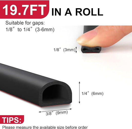 【New Upgrade】 Silicone Door Weather Stripping Door Seal Strip, 19.7 Feet - Image 2