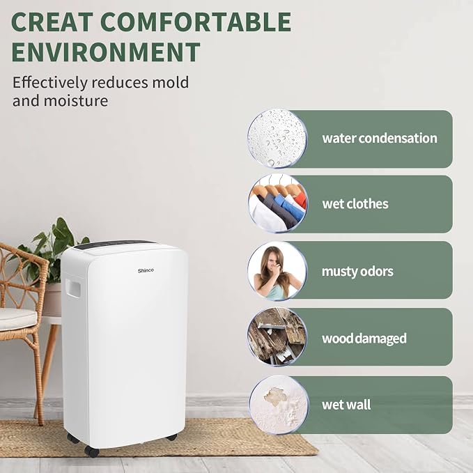 Shinco 40 Pints Dehumidifier for Home and Basements, 2000 Sq.Ft Dehumidifiers - Image 6