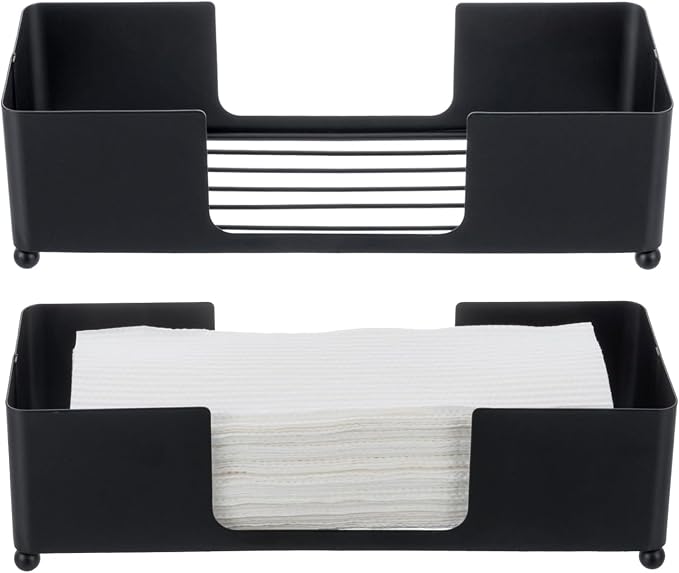 MyGift Modern Matte Black Metal Tabletop Paper Hand Towel Holder, Commercial - Image 6