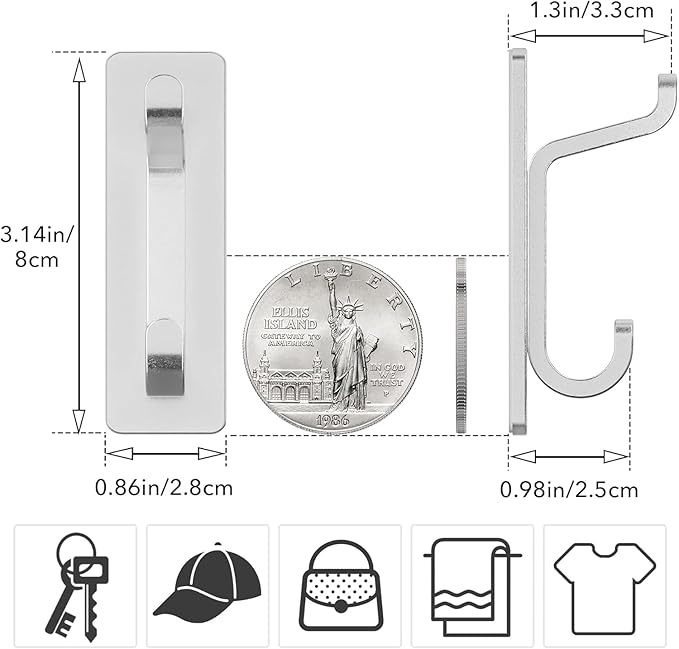 pickpiff Wall Hooks for Coat and Towel: 13LB Adhesive Door Hanger Stick on - Image 4