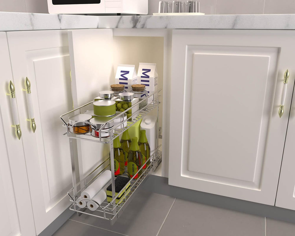 OCG Slide Out Cabinet Organizer for Narrow Cabinet (7" W X 17" D), ...
