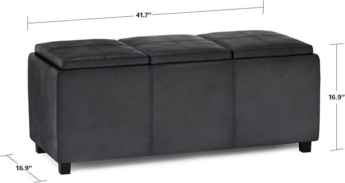SIMPLIHOME Avalon 42 inch Wide Contemporary Rectangle Storage Ottoman in - Image 3