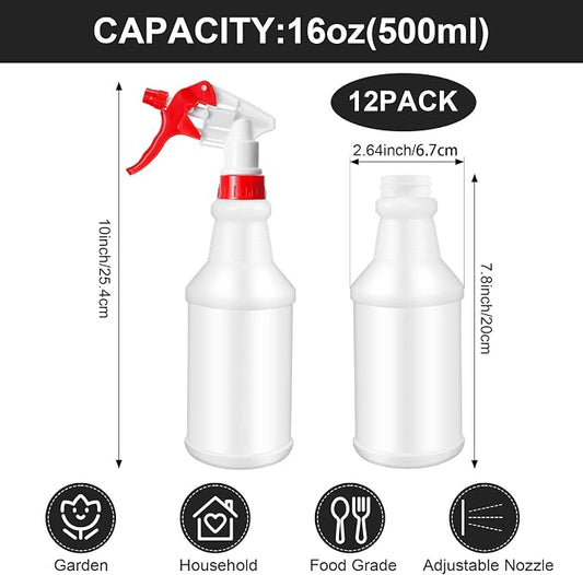 Eccliy 12 Pcs 16 Oz Plastic Spray Bottle, Adjustable Empty Reusable Sprayer - Image 2