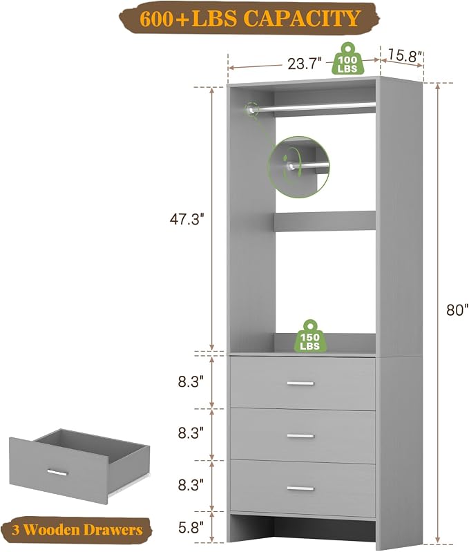 Aheaplus 2FT Closet System - Image 7