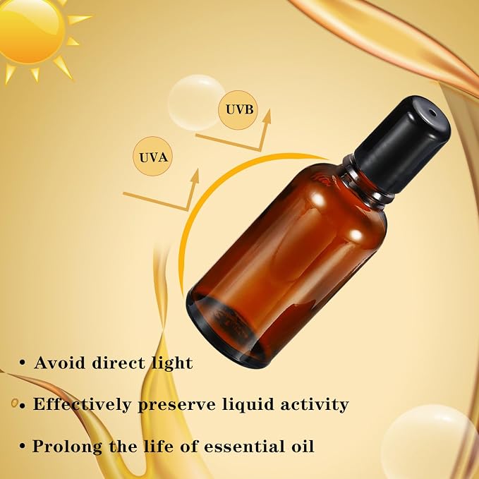 15ML Roller Bottles for Essential Oil, 4 Pack Empty Amber Glass Roller Bottle - Image 6