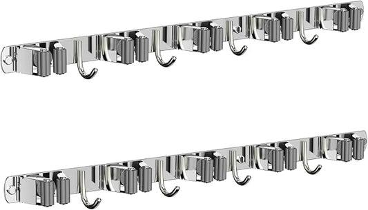 2 Pack Mop and Broom Holder Wall Mount, Non-slip Broom Hanger Wall Mount by CUXIXA