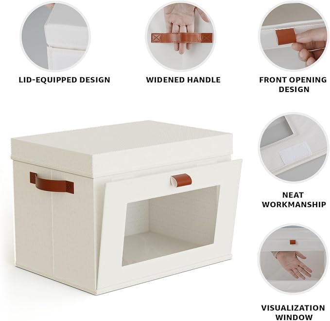 Large Storage Bins with Lids, Stackable&Collapsible Closet Storage Bins - Image 4