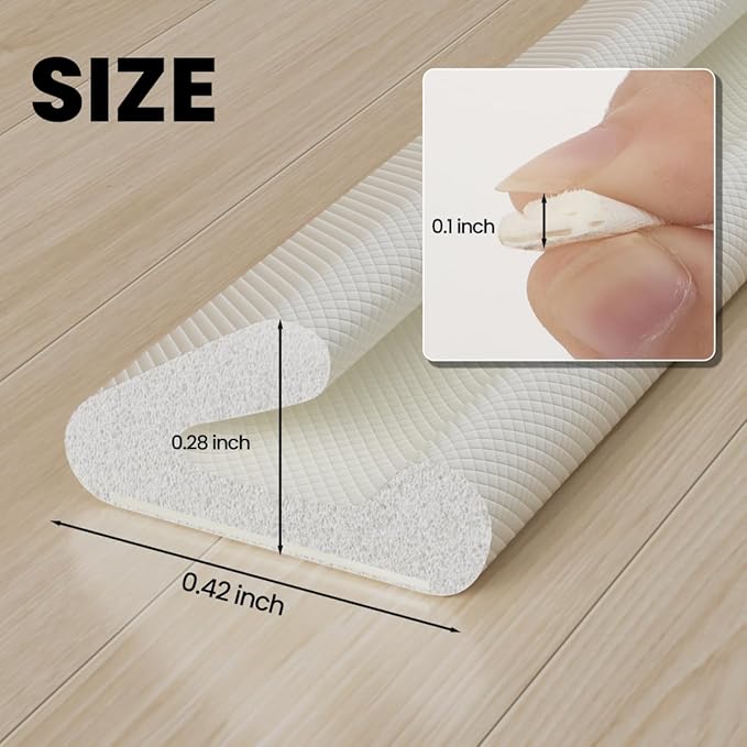 V Shape Foam Weather Stripping Door Frame Seal Strip 19.7FT White, Draft Stopper - Image 2