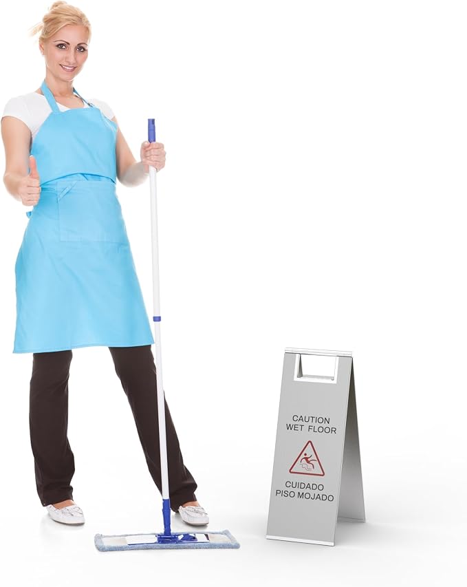 Stainless Steel Wet Floor Sign 2 Pack, 24 Inch Double-Sided Foldable Caution - Image 6
