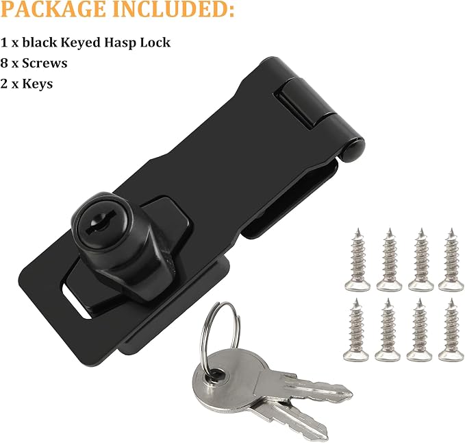 Alise Keyed Hasp Lock, 4 Inch Safety Packlock Clasp Hasps Latch, Garage Doors - Image 6