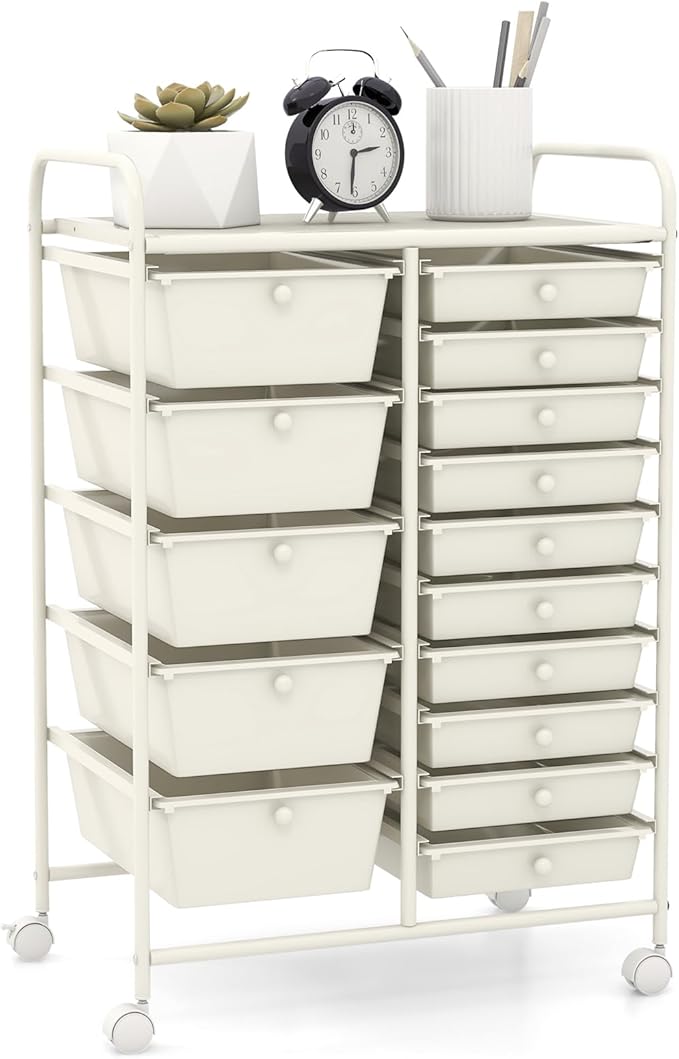 GOFLAME 15-Drawer Rolling Storage Cart, Utility Cart by GOFLAME