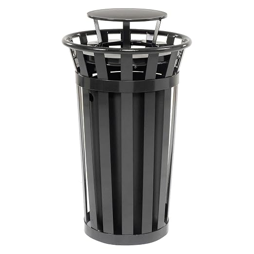 Global Industrial 24 Gallon Heavy-Duty Outdoor Metal Slatted Round Trash by GlobalIndustrial
