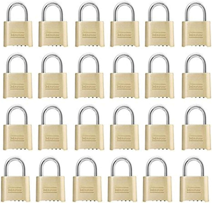 Master Lock 175D Resettable Set-Your-Own Combination Lock, Die-Cast, with 1-inch Shackle, 24-Pack