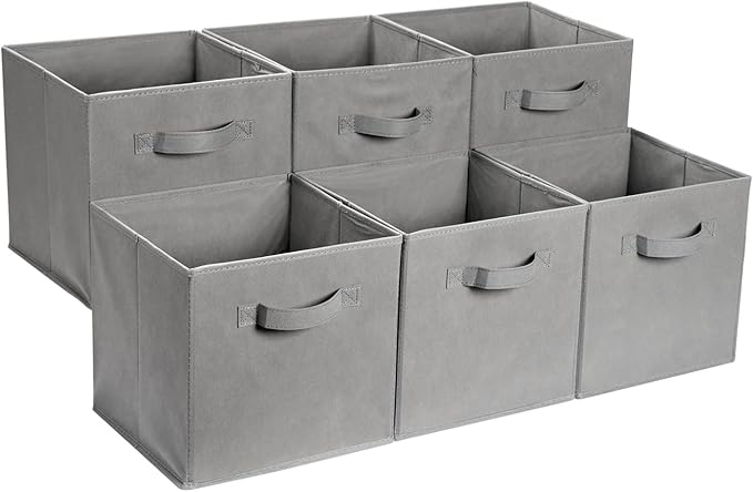 Amazon Basics Collapsible Fabric Storage Cube Bins Organizer by AmazonBasics