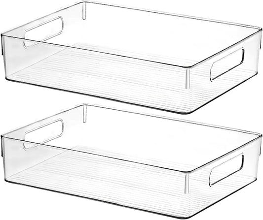 Clear Plastic Storage Bins, Large Fridge Organizer Plastic Bins, Pantry by ShelfShaper