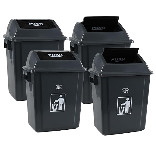 Kiddream 4 Packs 5 Gallons Swing Lid Garbage Can, Plastic Trash Can by Kiddream