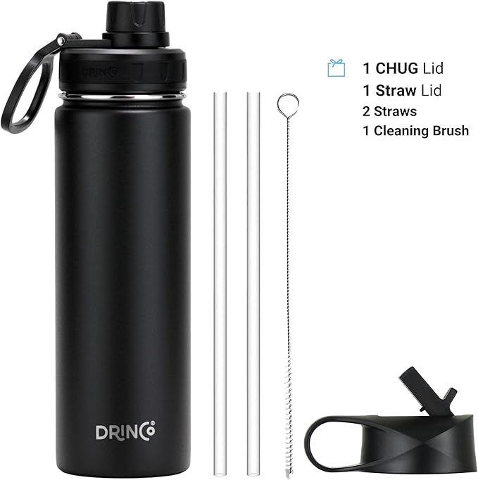 Drinco Stainless Steel Water Bottle Spout Lid Vacuum Insulated Double Wall - Image 2
