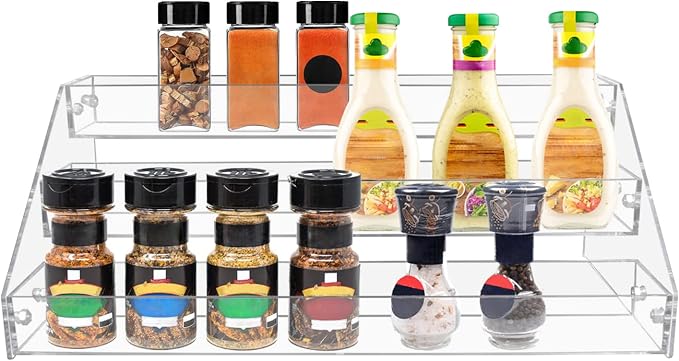 PMMASTO Tiered Spice Rack, Seasoning Organizer, Kitchen Organization and Storage by PMMASTO
