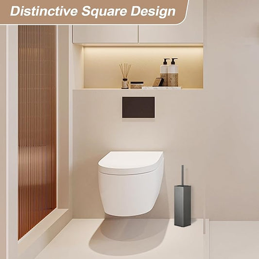 BGL Standing Toilet Brush and Holder GunGrey Aluminium Toilet Bowl Cleaner - Image 2