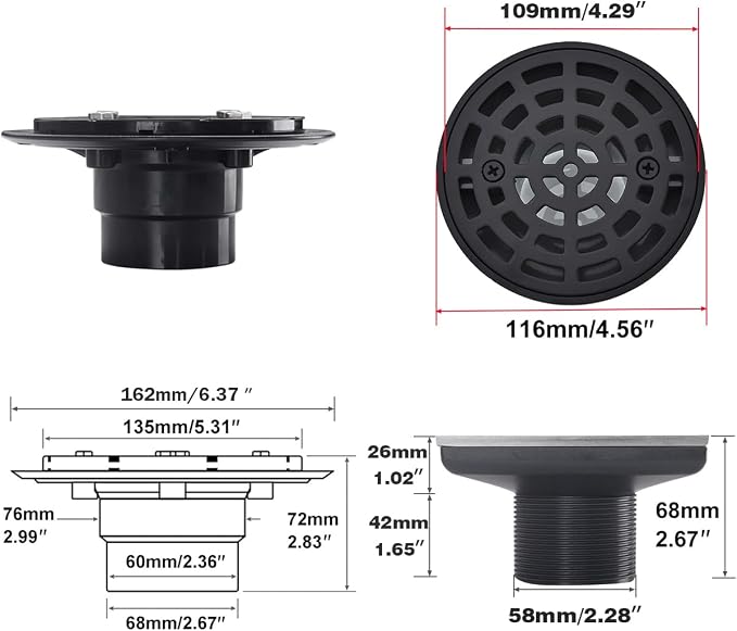 RANDOM Round Shower Drain Kit Matte Black - Image 2