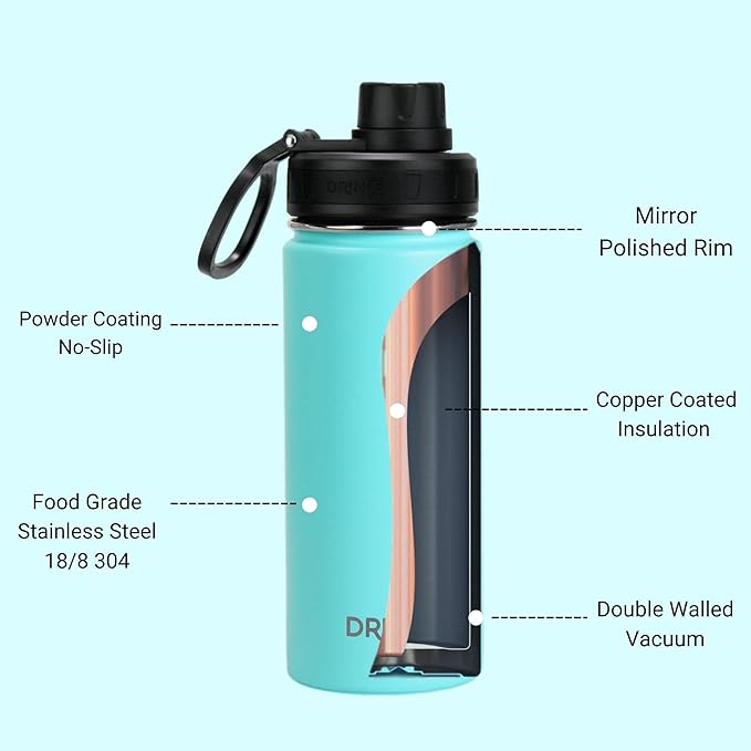 DRINCO Stainless Steel Water Bottle Spout Lid Vacuum Insulated Double Wall - Image 5