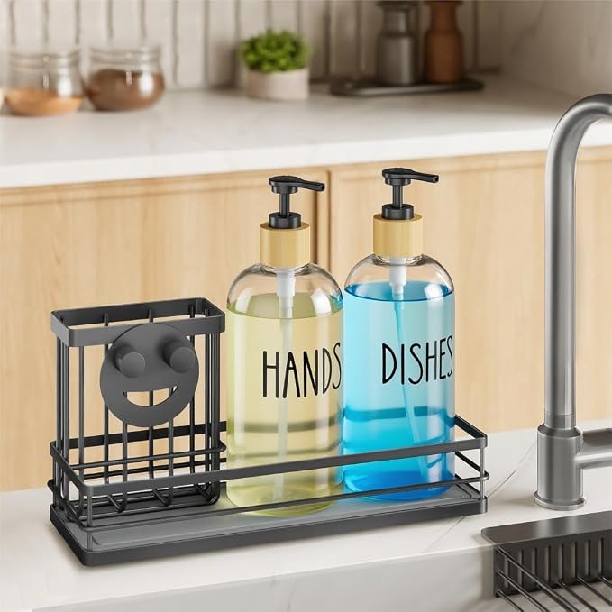 Moforoco Kitchen Dish Soap Dispenser Set, 16OZ Glass Bottle, Hand and Dish Soap - Image 7