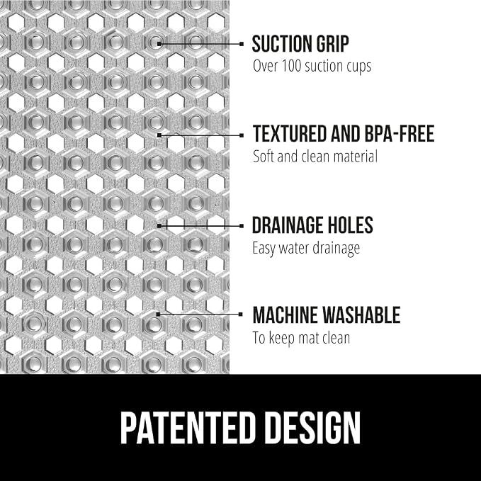 GORILLA GRIP Patented Square Shower Stall Mat, Small Bathtub Floor Mats - Image 2