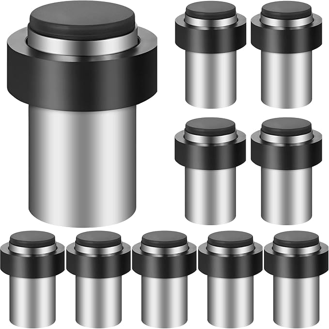 Chumia 10 Pcs Door Stopper Mounted Floor Stops Stainless Steel Cylindrical by Chumia