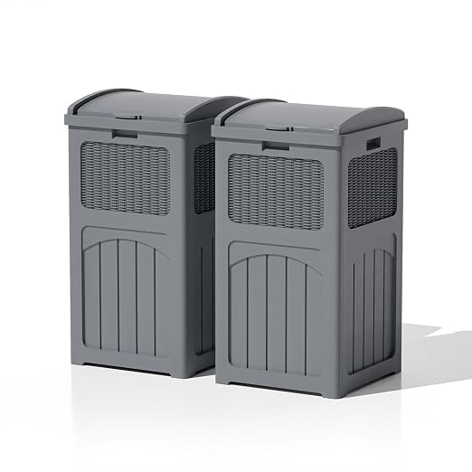 Patiowell 36 Gallon Outdoor Trash Can, Resin Outdoor Garbage Can by Patiowell