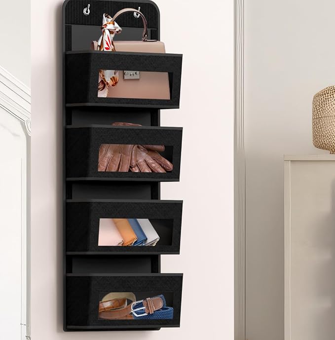 Simple Houseware 4 Clear Window Pocket Over Closet Door Storage Hanging - Image 4