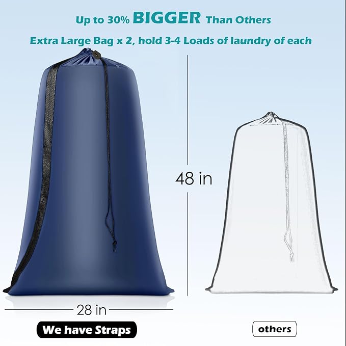 Heavy Duty Laundry Bag 2 Pack XL Nylon Laundry Bags - Image 2
