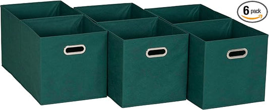 Household Essentials 6 ct Open Fabric Cube Storage Bins, Forest Green by HouseholdEssentials
