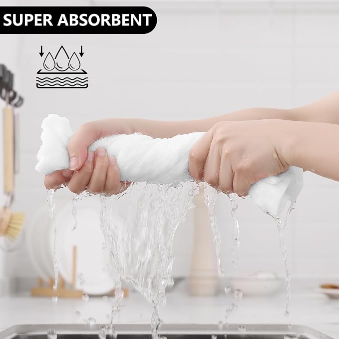 Fintale 100% Cotton Kitchen Towels and Dishcloths Set, 12 x 12 & 15 x 25 Inches - Image 7