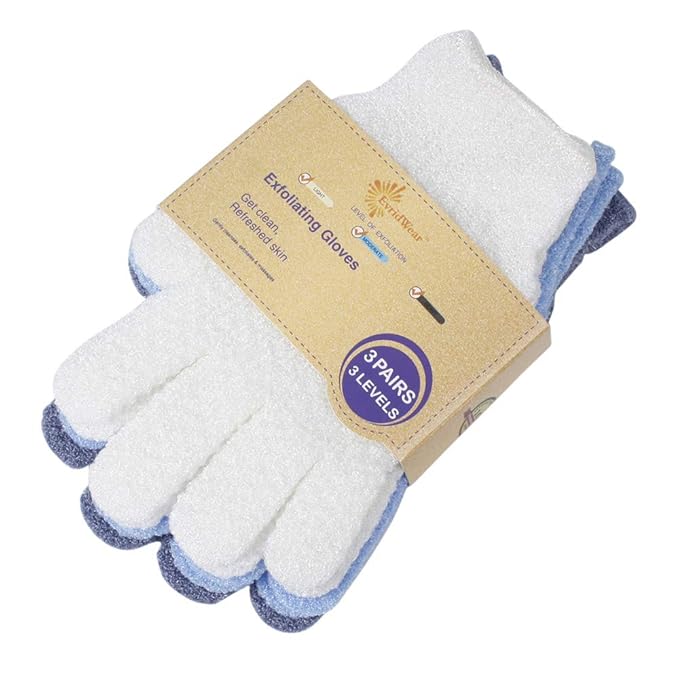 Evridwear Exfoliating Glove for Shower Man and Women, Dual Texture Bath Body by Evridwear