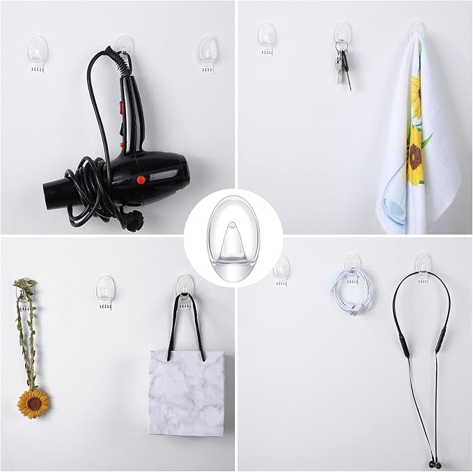 Blulu 12 Pcs Clear Adhesive Hooks - Image 6