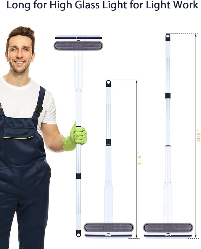 Red Horn Window Squeegee with Long Handle, Mirror Window Cleaning Squeegee Kit - Image 3