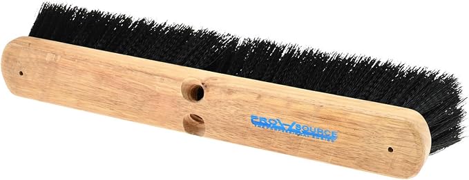 PRO SOURCE 18" Push Broom Head: Poly Bristles, Threaded Wood Block by PROSOURCE
