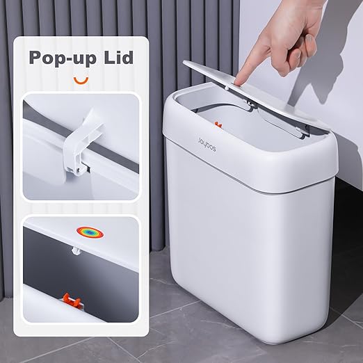 JOYBOS Bathroom Trash Can with Lid, 3 Gallon Small Garbage Can with Press Top - Image 4