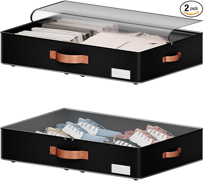 Underbed Storage With Wheels, low profile 5.5 inches Height Storage Bins by leatherspaces