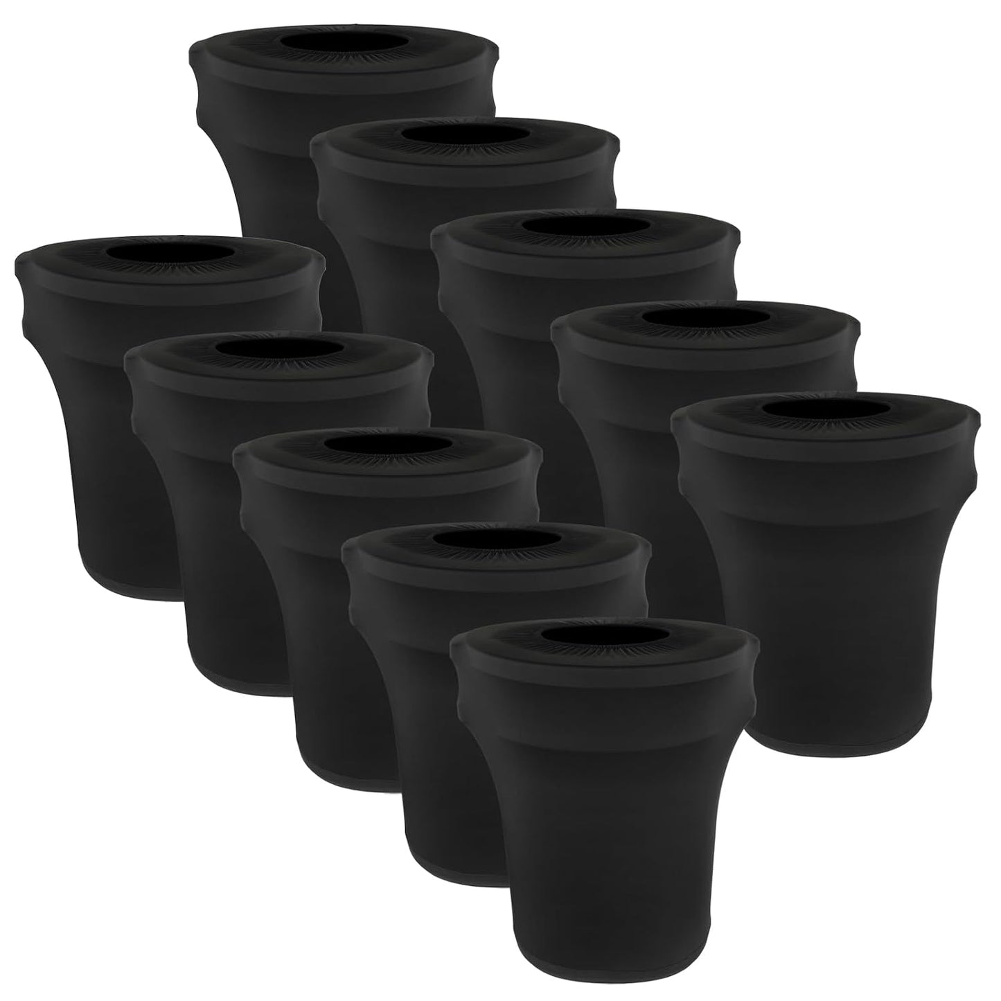 BSTKEY 44 Gallon Stretch Spandex Trash Can Cover, 10 Pack Outdoor Fitted Waste Container Cover Round Garbage Can Covers for Wedding Party Commercial Fundraiser Decor, Without Trash Can (Black)