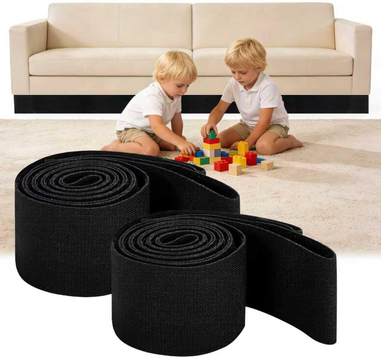 2 Pack Under Couch Blocker for Kid and Pet Toys, 3" x 132", Toy Gap Guard, Adjustable Toy Blocker for Sofa Bed Furniture, No Tools Easy Install, Stops Toys from Going Under Furniture