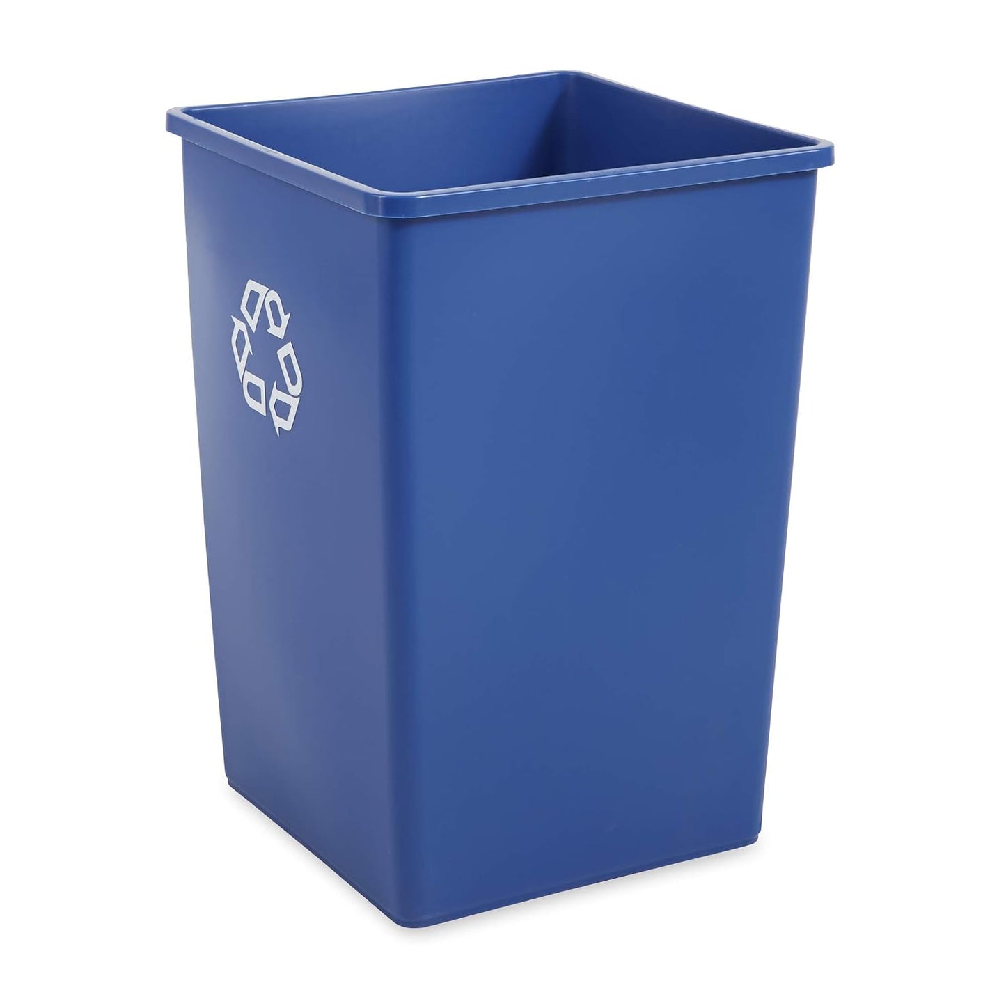Rubbermaid Commercial Products 35-Gallon Untouchable Square Trash/Garbage Can for Offices/Stores/Restaurants, Blue Recycling