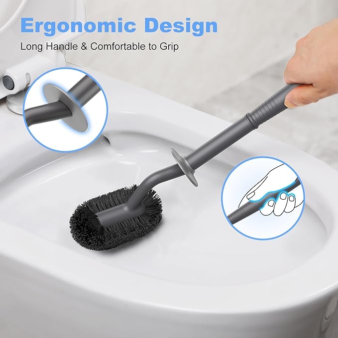 HAMITOR Toilet Bowl Brush Holder Set: Curved Design - Image 5