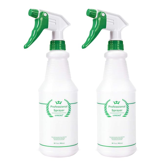 Plastic Spray Bottle 2 Pack, 32 Oz, All-Purpose Heavy Duty Spraying Bottles by Uineko