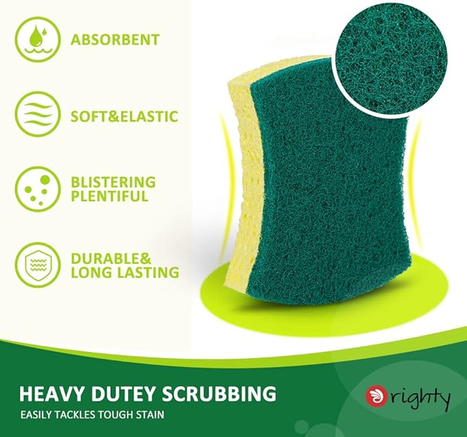 ORIGHTY Heavy Duty Cellulose Scrub Sponges Kitchen, Powerful Scrubbing & - Image 4