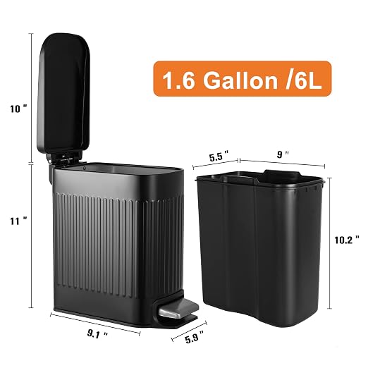 TrashAid Small Black Bathroom Trash Can - Image 6