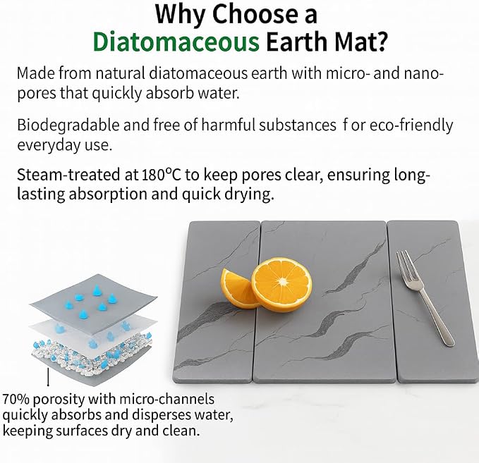 Stone Drying Mat for Kitchen Counter19.7"x 15.7"- 180° Steam-Cured for Smooth - Image 8