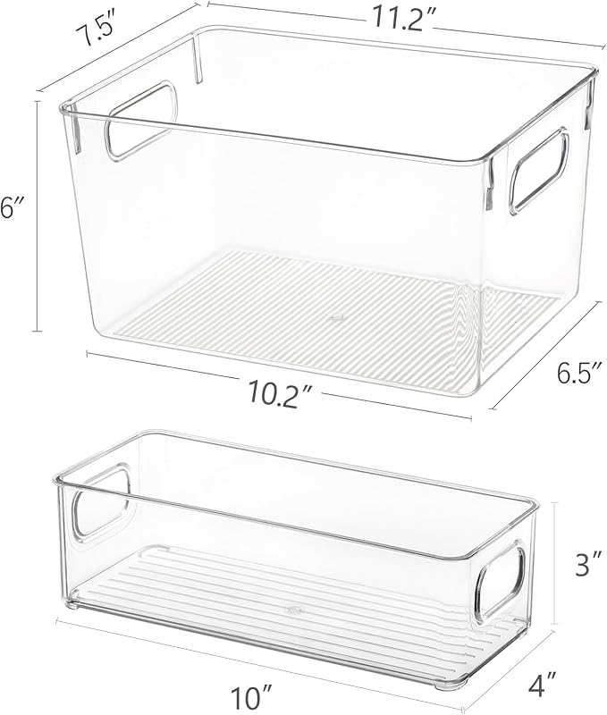 Set Of 8 Clear Pantry Organizers Bin, 4 Large and 4 Small Stackable Organizing - Image 5