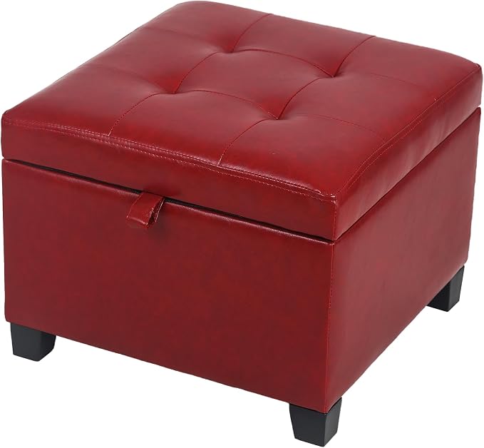 Adeco Faux Leather Storage Ottoman by Adeco